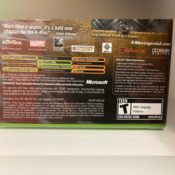 X-Men Legends II Rise of Apocalypse Microsoft Xbox Video New - Picture 7 of 12